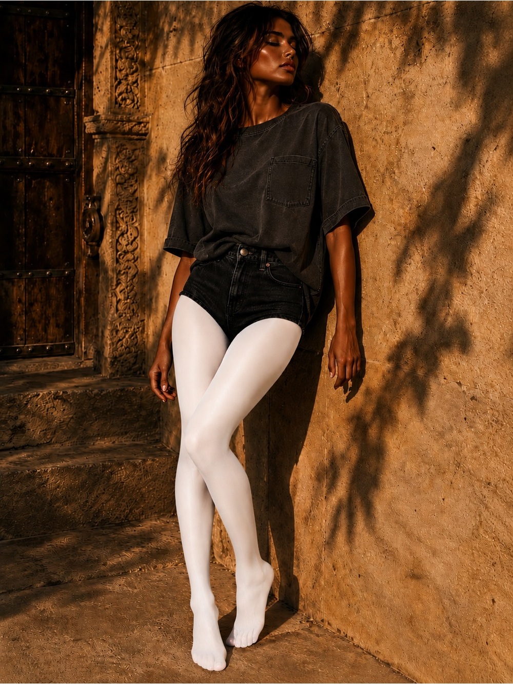 Women's Opaque Footed Tights - White